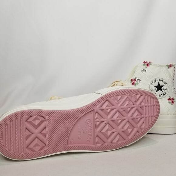 Converse Women CTAS Rose Cross Stitch Lift Platform Size 8.5 Vintage A13659C NWT - Picture 7 of 8